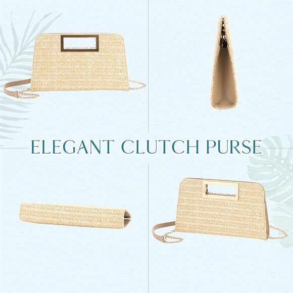 🆕Women Orange Vegan Leather Cut-Out Handle Evening Handbag Crossbody Party Bag - Picture 6 of 7